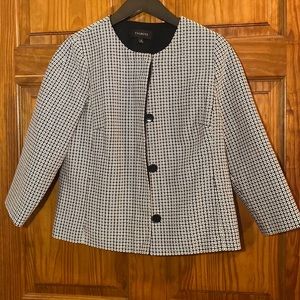 Talbots Black + White Print Blazer
